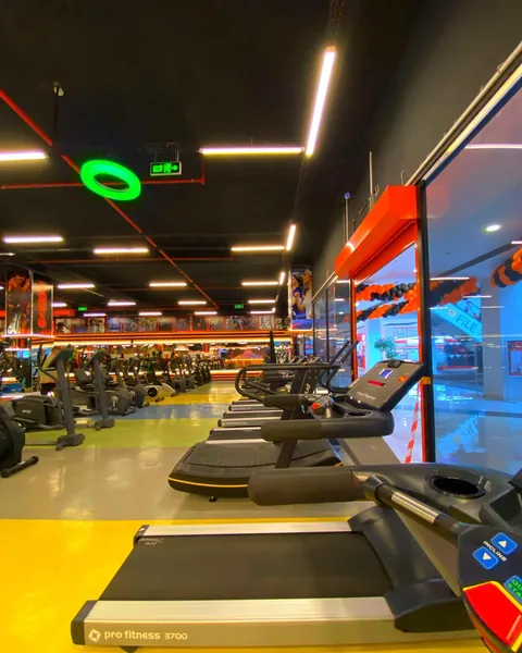 Koşu bandı sırası, sarı zeminli cardio bölümü